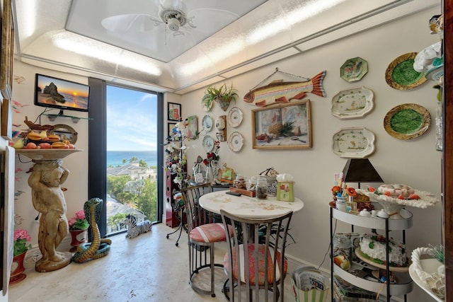 dining area with ceiling fan