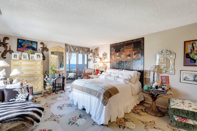 bedroom with a textured ceiling