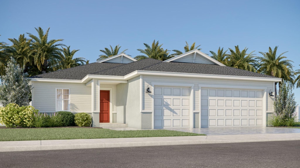 ranch-style house featuring a garage