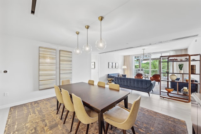 dining space with expansive windows