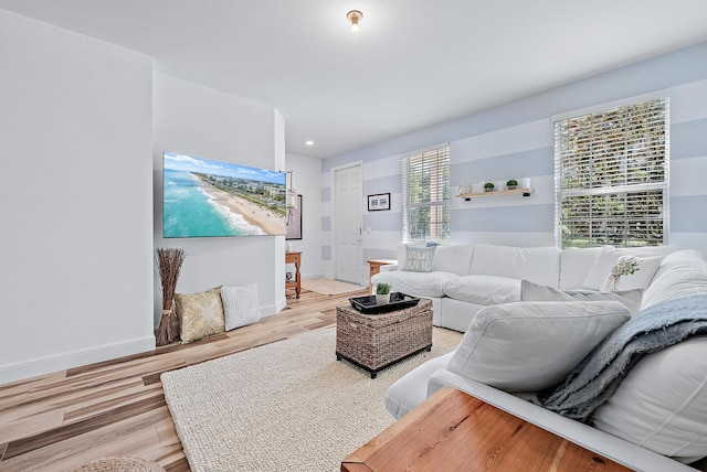 living room featuring plenty of natural light and wood-type flooring