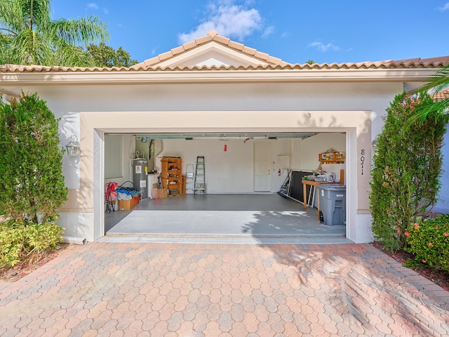 garage with water heater