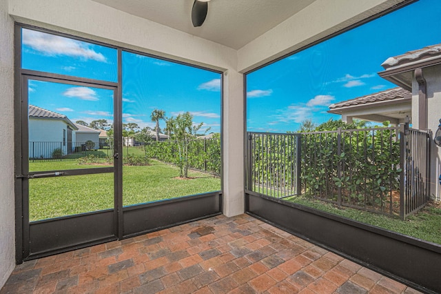 view of unfurnished sunroom