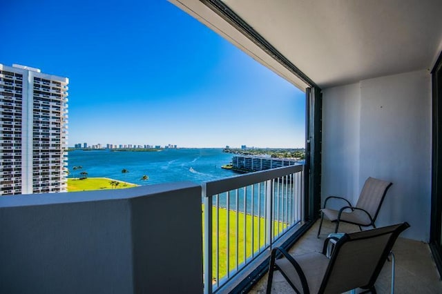 balcony with a water view