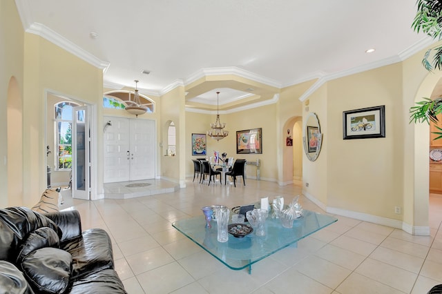 interior space featuring crown molding