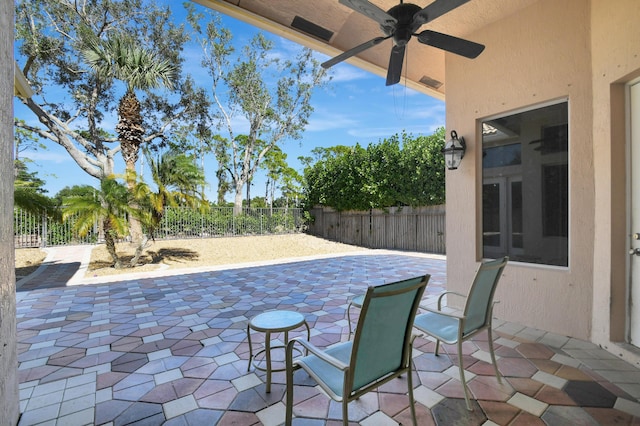 view of patio / terrace with ceiling fan