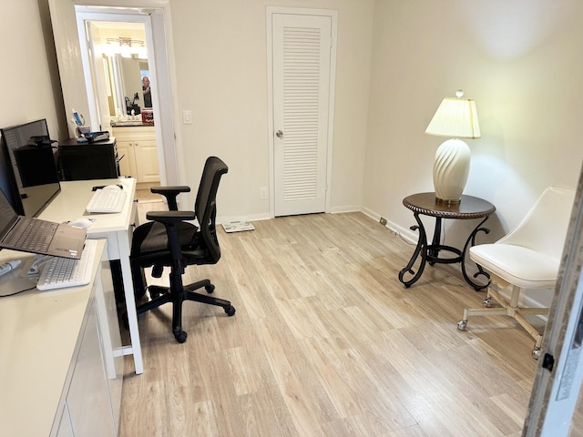 office featuring light hardwood / wood-style floors