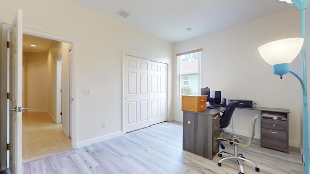 office featuring light hardwood / wood-style floors