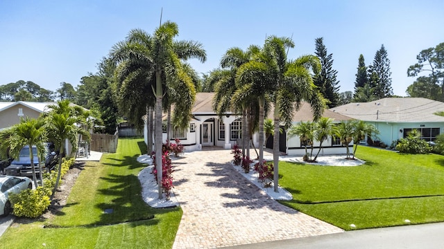 view of front of home with a front yard