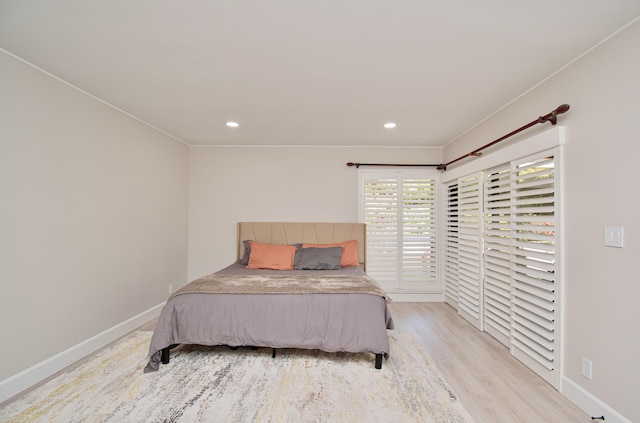 bedroom featuring light hardwood / wood-style flooring