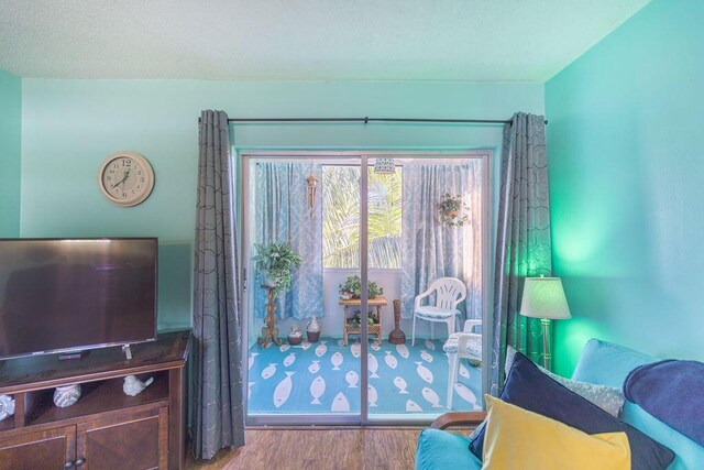 doorway to outside featuring hardwood / wood-style floors