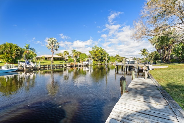 view of dock featuring a water view