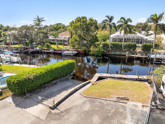 view of dock featuring a water view