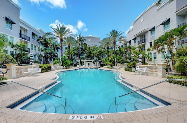 view of pool with a patio area