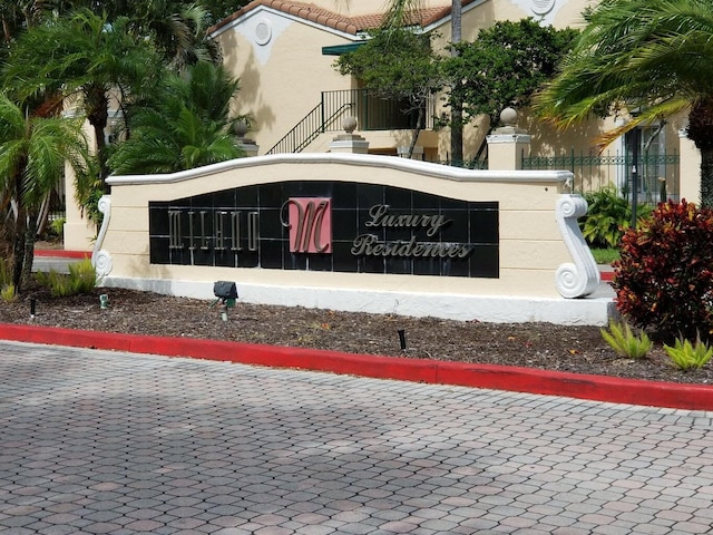 view of community sign