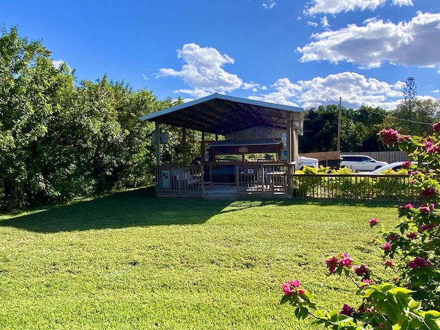 view of yard featuring a deck