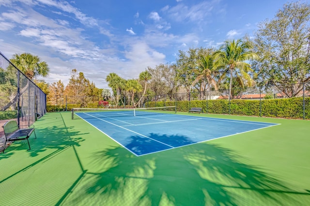 view of tennis court with basketball court