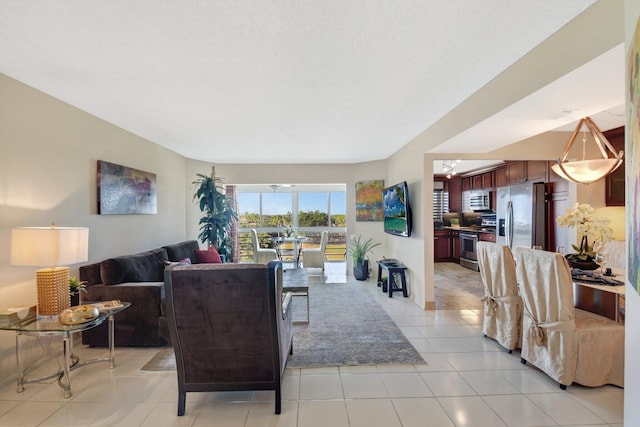 view of tiled living room