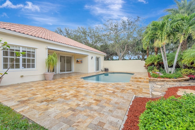 view of swimming pool with a patio area