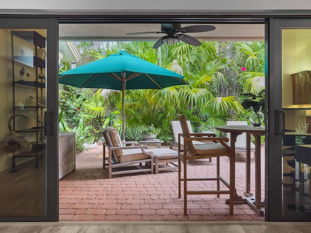 view of patio with ceiling fan