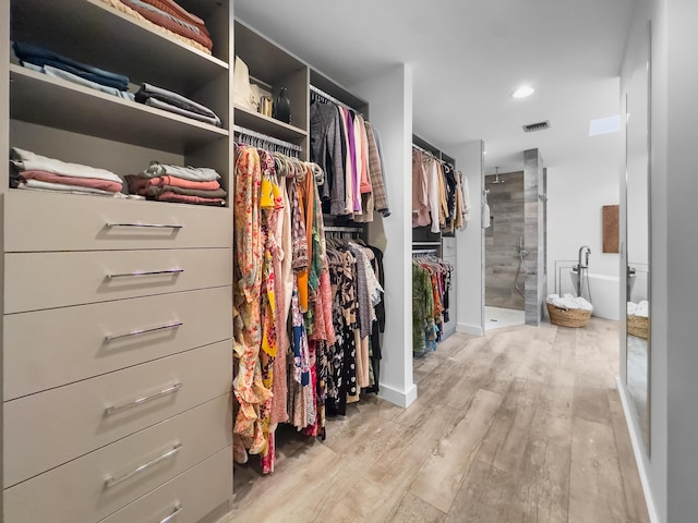 spacious closet with light wood-type flooring