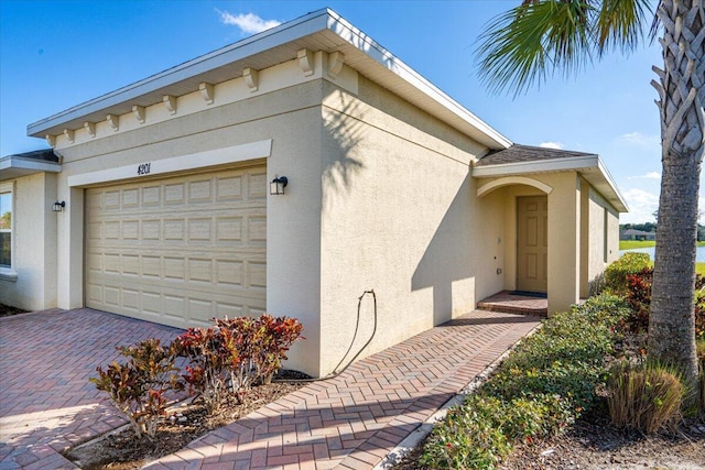 exterior space featuring a garage