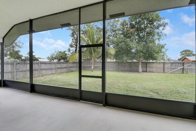 view of unfurnished sunroom