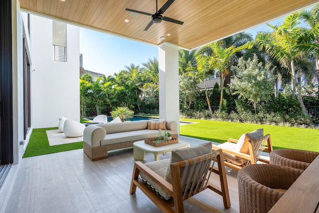 view of patio / terrace with outdoor lounge area and ceiling fan