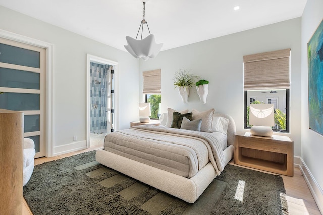 bedroom featuring light wood-type flooring