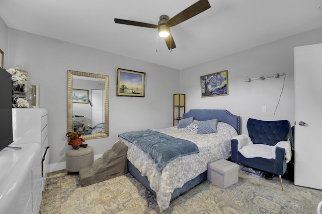 bedroom featuring ceiling fan