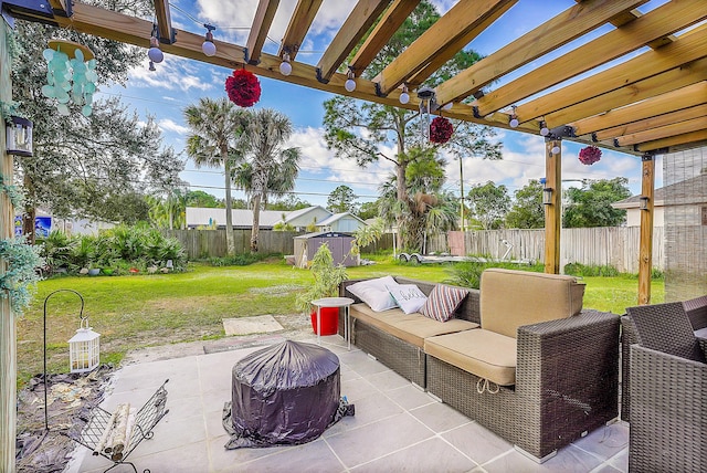 167 SW Tulip Blvd, Port Saint Lucie, FL 34953 - view of patio / terrace featuring a pergola and an outdoor living space