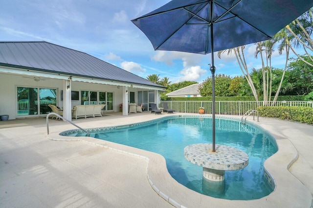 view of pool featuring a patio