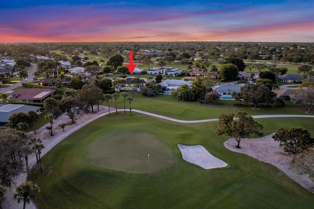 view of aerial view at dusk