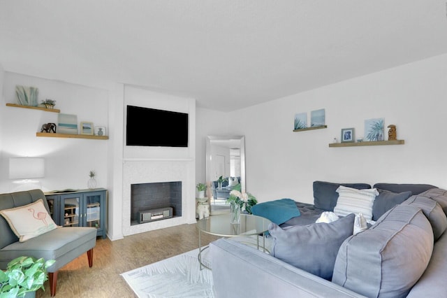 living room with light wood-type flooring