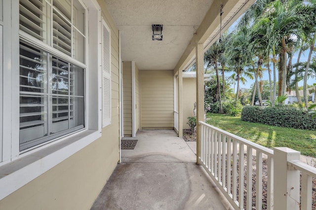 balcony featuring a porch