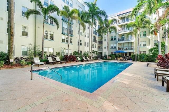 view of pool featuring a patio area