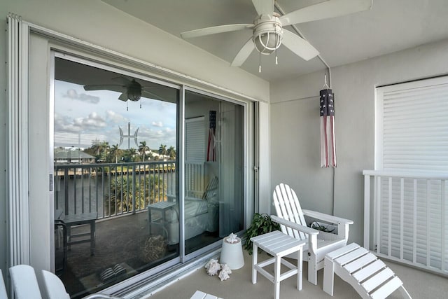 balcony with ceiling fan