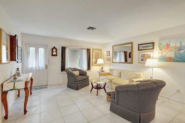 view of tiled living room