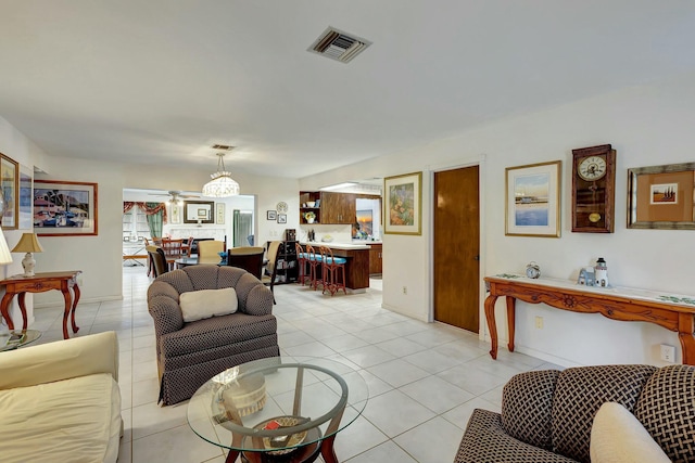 living room with light tile patterned floors