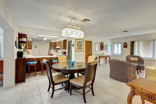 view of tiled dining room