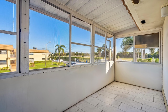 view of unfurnished sunroom