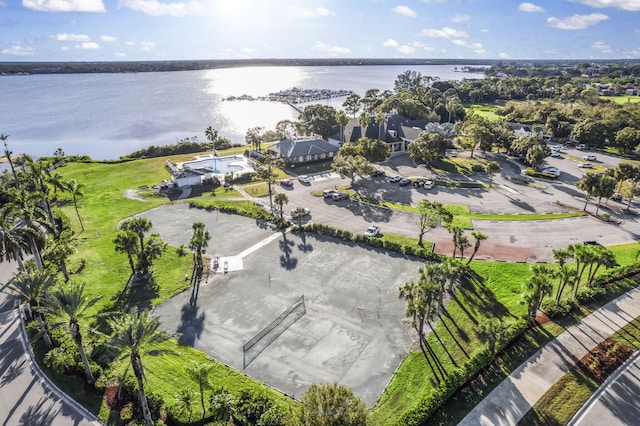 bird's eye view featuring a water view