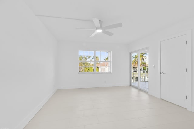 spare room featuring ceiling fan