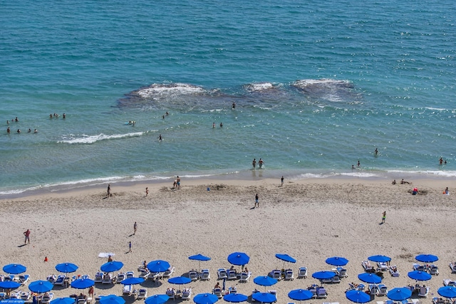 property view of water featuring a view of the beach