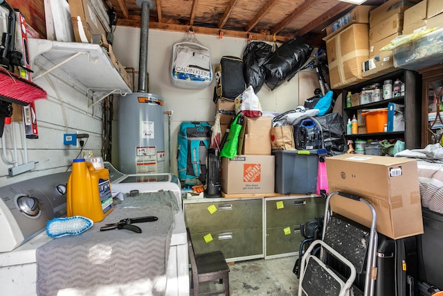 storage room featuring water heater