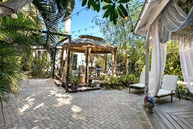 view of patio / terrace featuring a gazebo