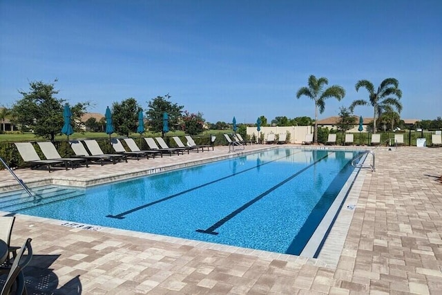 view of pool featuring a patio area