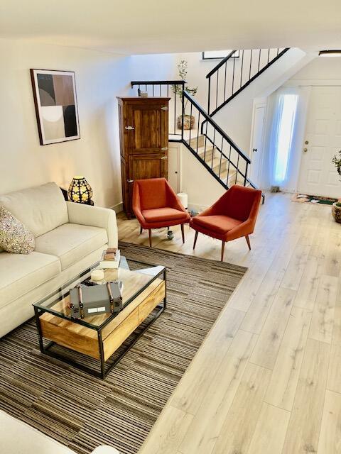 living room with wood-type flooring