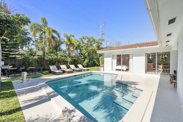 view of pool featuring a patio area