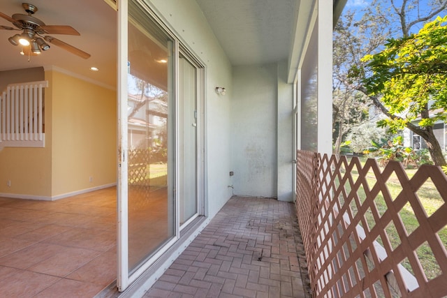 balcony with ceiling fan